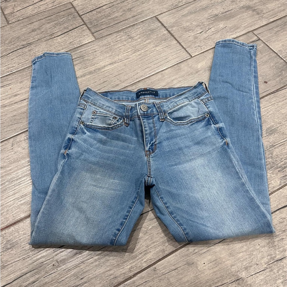 Aeropostale Blue Skinny Jeans with Natural Fading